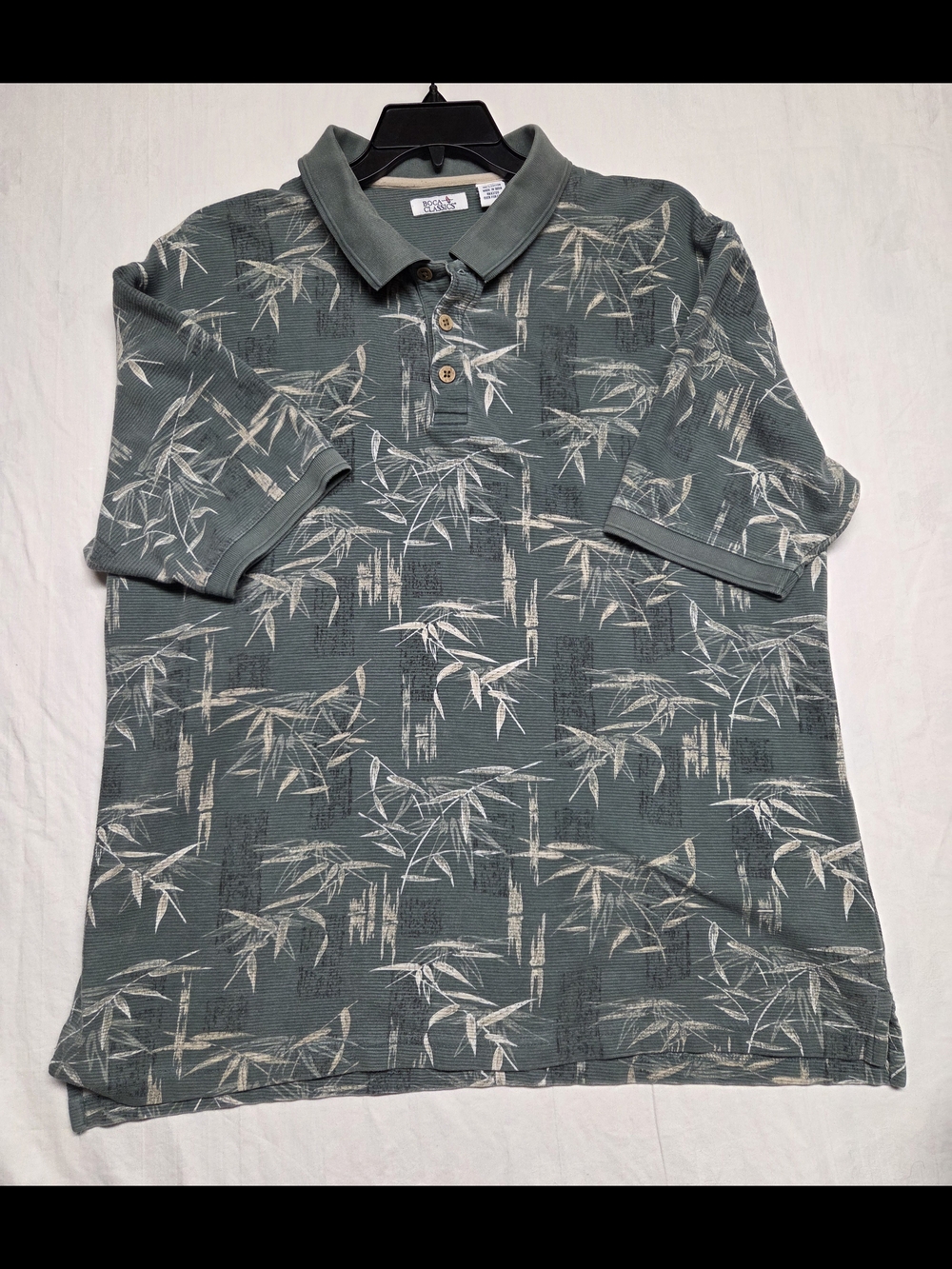 Classic Teal Green Bamboo-Print Polo